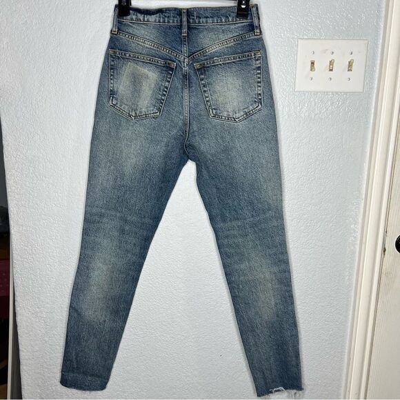 We The Free High-Rise Hidden Button Fly Ankle Crop Raw Hem Women’s Jeans Sz 27 - Picture 3 of 13
